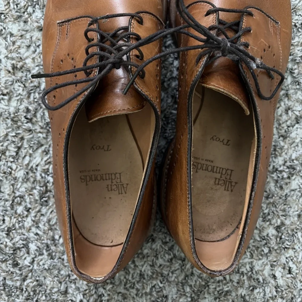 Allen Edmonds Troy Walnut Brogue Oxford Dress Shoes Mens Size 8 Lace Up USA Made